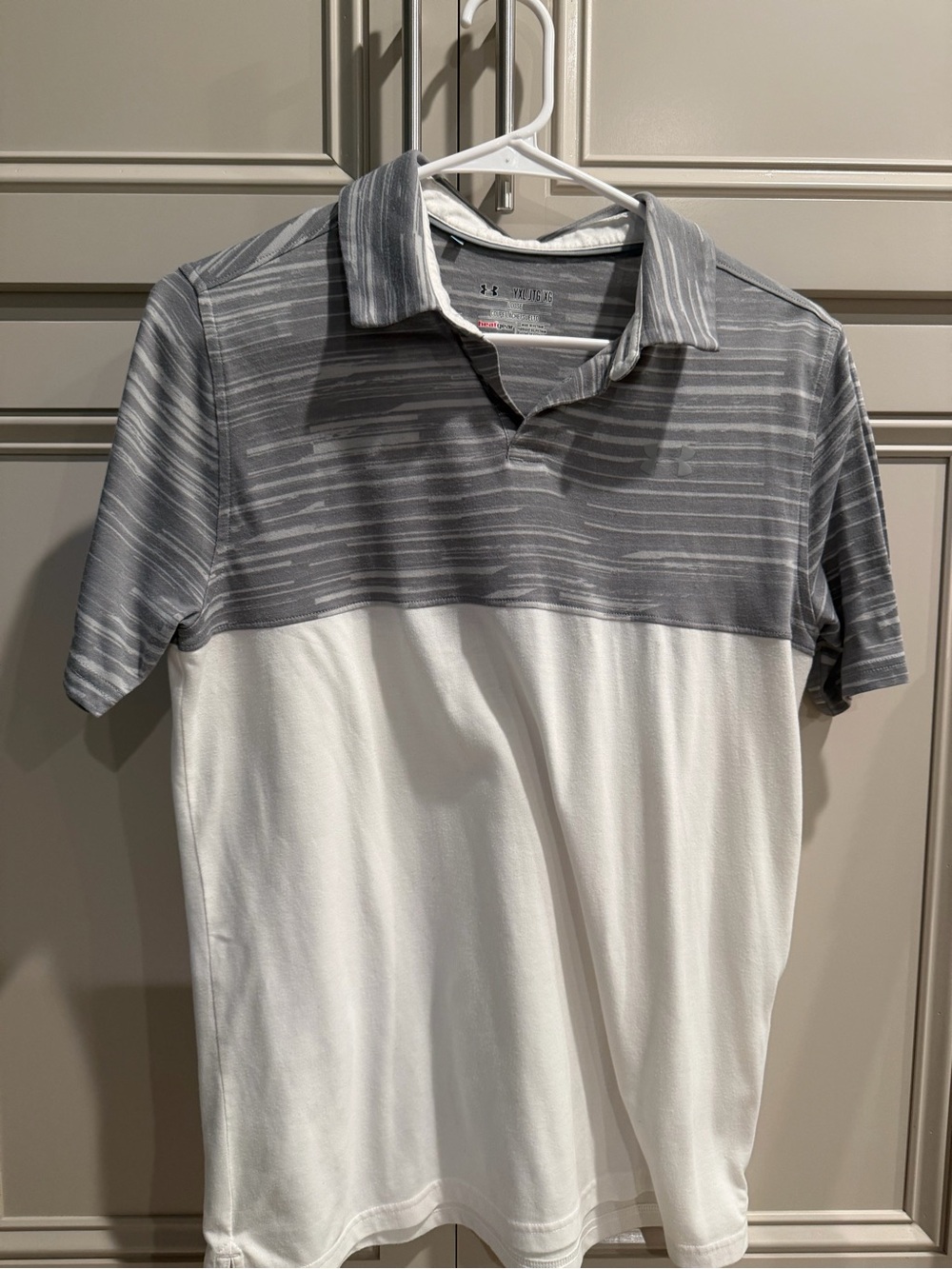 Under Armour Gray & White Striped Chest Polo
